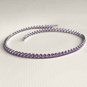 Amethyst Tennis Bracelet in 14K/18K Gold / February Birthstone Bracelet / Purple Stacking Bracelet - Evara Jewelry LLC