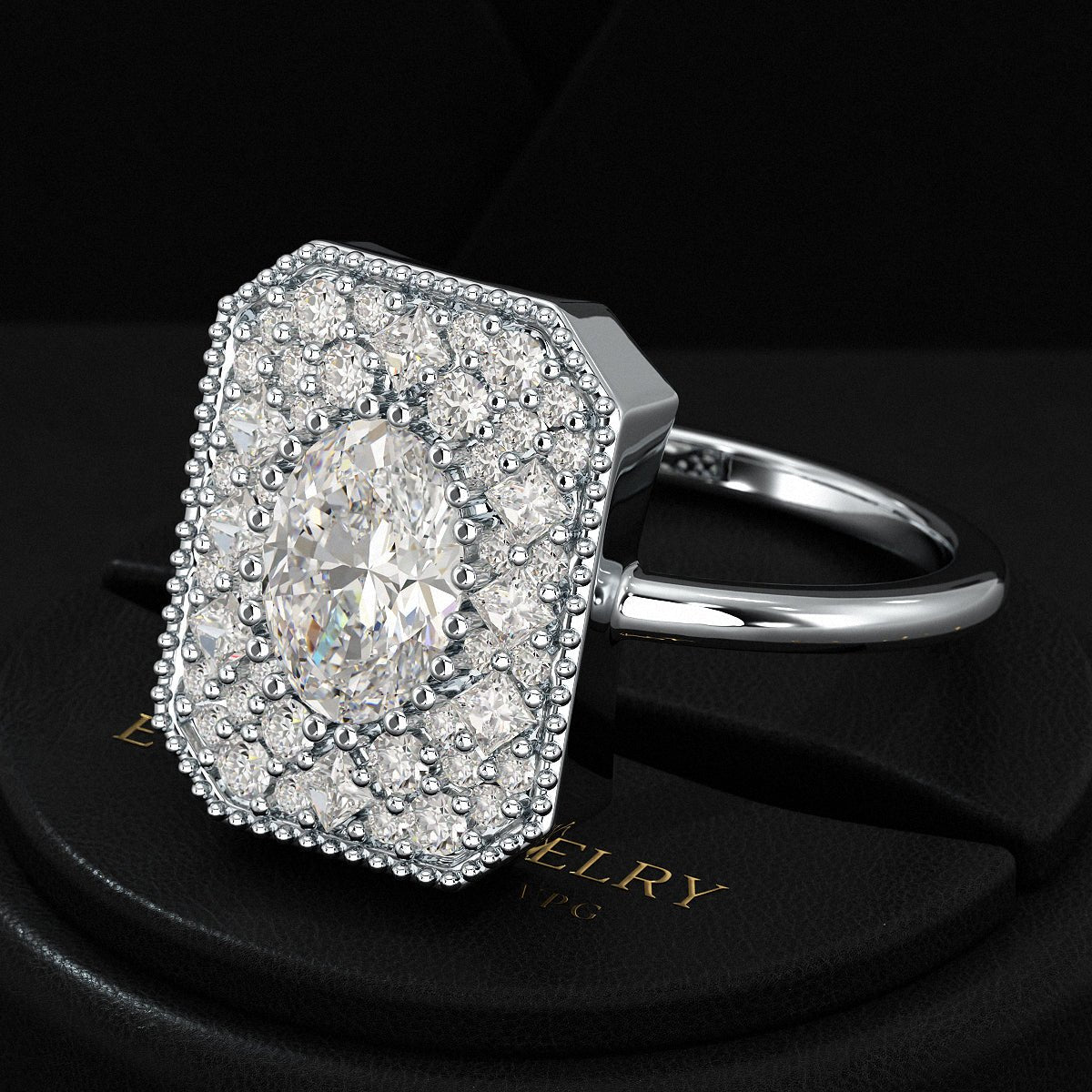 Antique Diamond Mosaic Engagement Ring - Evara Jewelry LLC