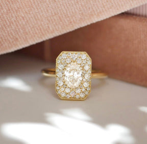 Antique Diamond Mosaic Engagement Ring - Evara Jewelry LLC