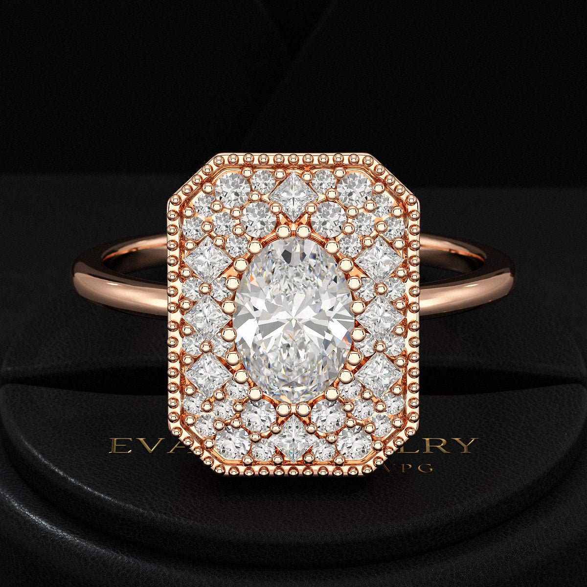 Antique Diamond Mosaic Engagement Ring - Evara Jewelry LLC