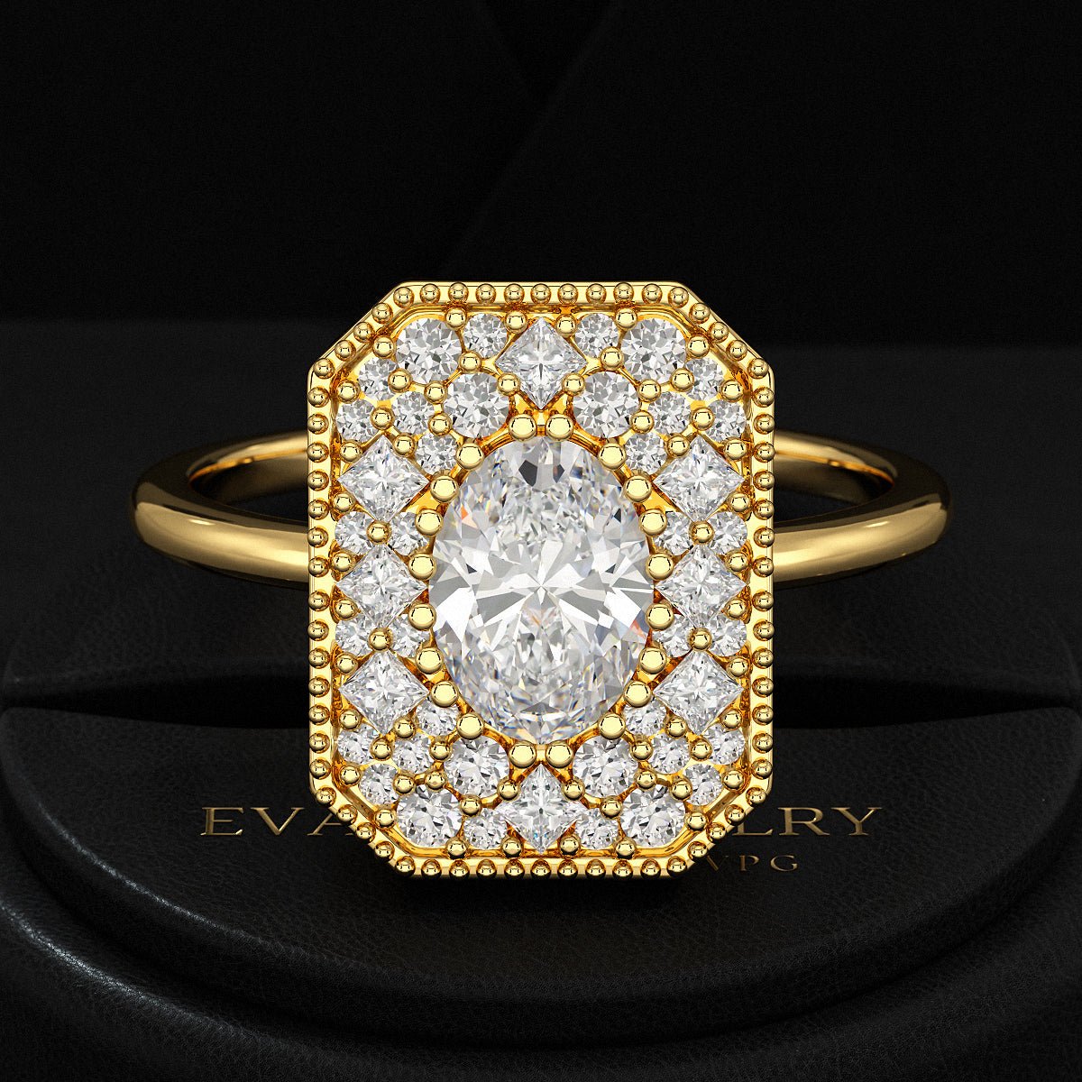 Antique Diamond Mosaic Engagement Ring - Evara Jewelry LLC