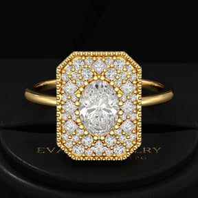 Antique Diamond Mosaic Engagement Ring - Evara Jewelry LLC