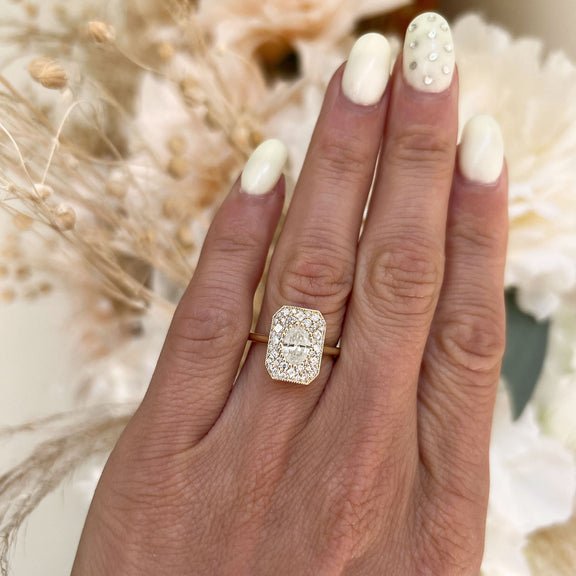 Antique Diamond Mosaic Engagement Ring - Evara Jewelry LLC