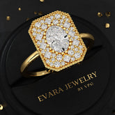Antique Diamond Mosaic Engagement Ring - Evara Jewelry LLC
