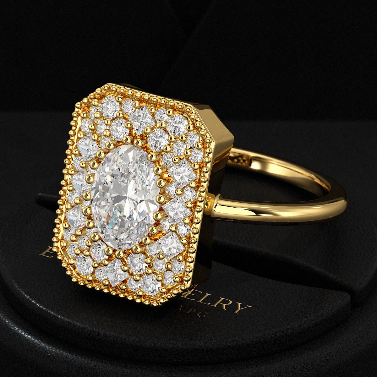 Antique Diamond Mosaic Engagement Ring - Evara Jewelry LLC