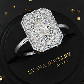Antique Diamond Mosaic Engagement Ring - Evara Jewelry LLC