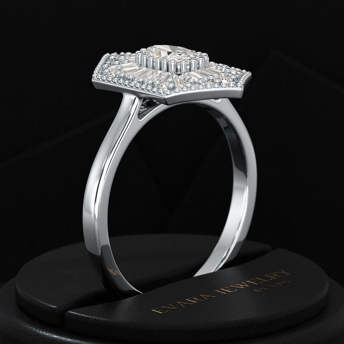 Antique Diamond Mosaic Oval Proposal Ring - Evara Jewelry LLC