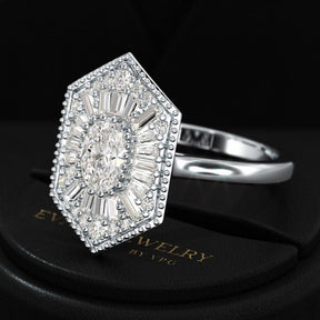 Antique Diamond Mosaic Oval Proposal Ring - Evara Jewelry LLC