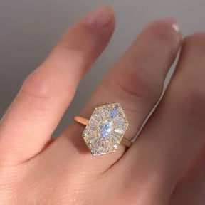 Antique Diamond Mosaic Oval Proposal Ring - Evara Jewelry LLC