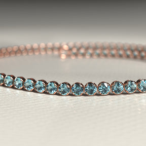 Aquamarine Tennis Bracelet in 14K/18K White Gold