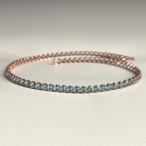 Aquamarine Tennis Bracelet in 14K/18K White Gold