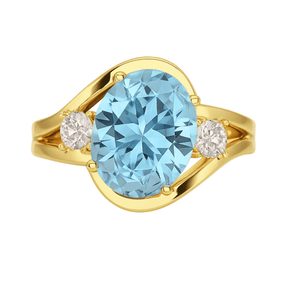 Aquamarine Oval Cut Diamond Victorian Engagement Ring - Evara Jewelry LLC