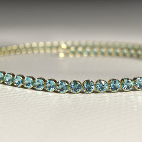 Aquamarine Tennis Bracelet in 14K/18K White Gold - Evara Jewelry LLC
