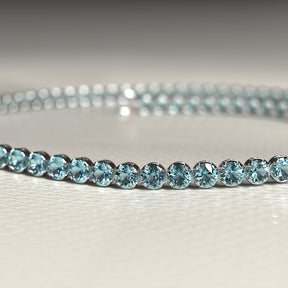 Aquamarine Tennis Bracelet in 14K/18K White Gold - Evara Jewelry LLC