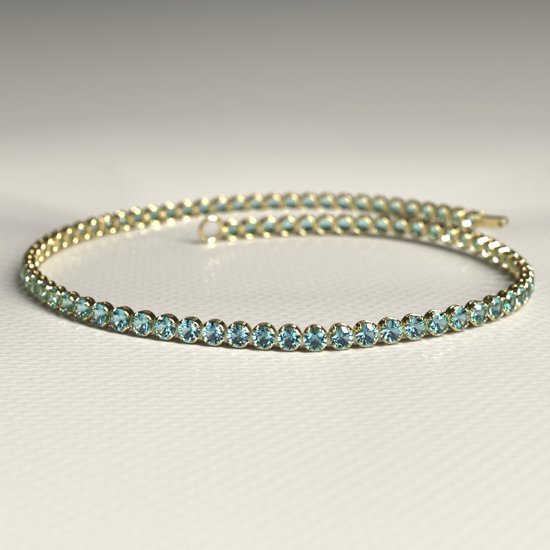 Aquamarine Tennis Bracelet in 14K/18K White Gold - Evara Jewelry LLC