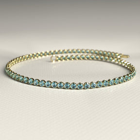 Aquamarine Tennis Bracelet in 14K/18K White Gold - Evara Jewelry LLC