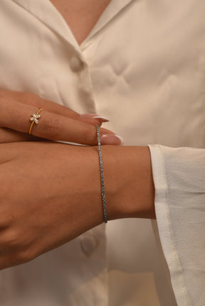 Aquamarine Tennis Bracelet in 14K/18K White Gold - Evara Jewelry LLC