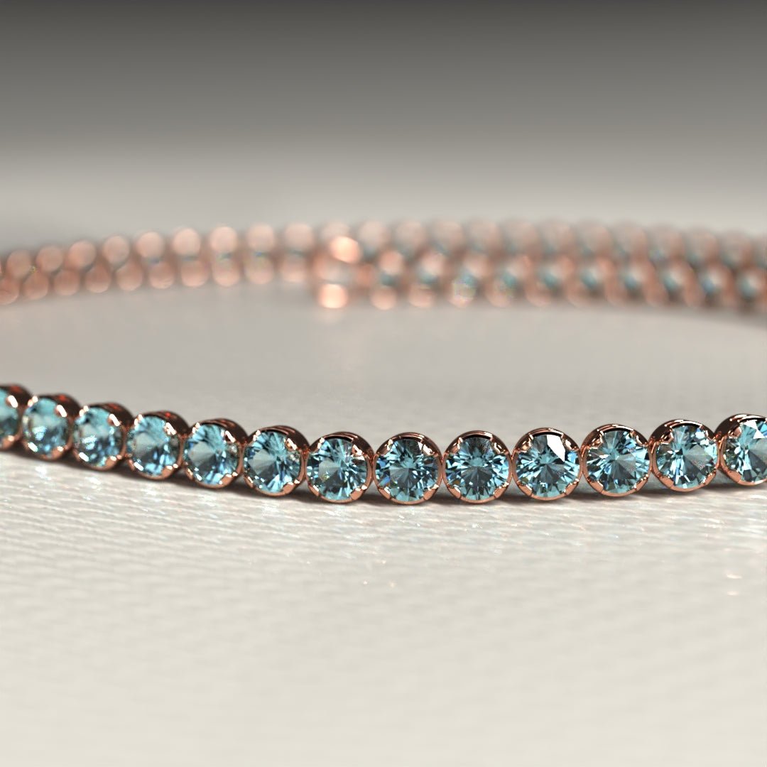 Aquamarine Tennis Bracelet in 14K/18K White Gold - Evara Jewelry LLC
