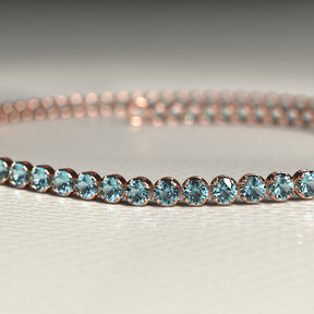 Aquamarine Tennis Bracelet in 14K/18K White Gold - Evara Jewelry LLC