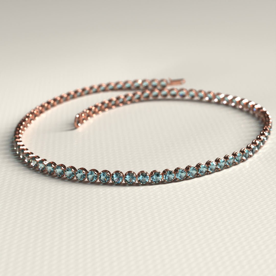 Aquamarine Tennis Bracelet in 14K/18K White Gold - Evara Jewelry LLC