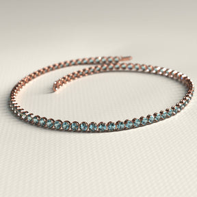 Aquamarine Tennis Bracelet in 14K/18K White Gold - Evara Jewelry LLC