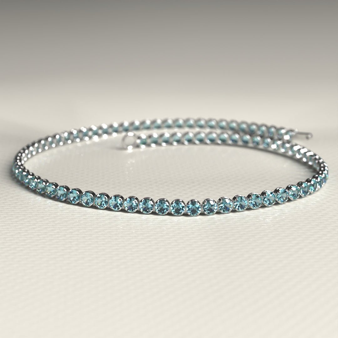Aquamarine Tennis Bracelet in 14K/18K White Gold - Evara Jewelry LLC