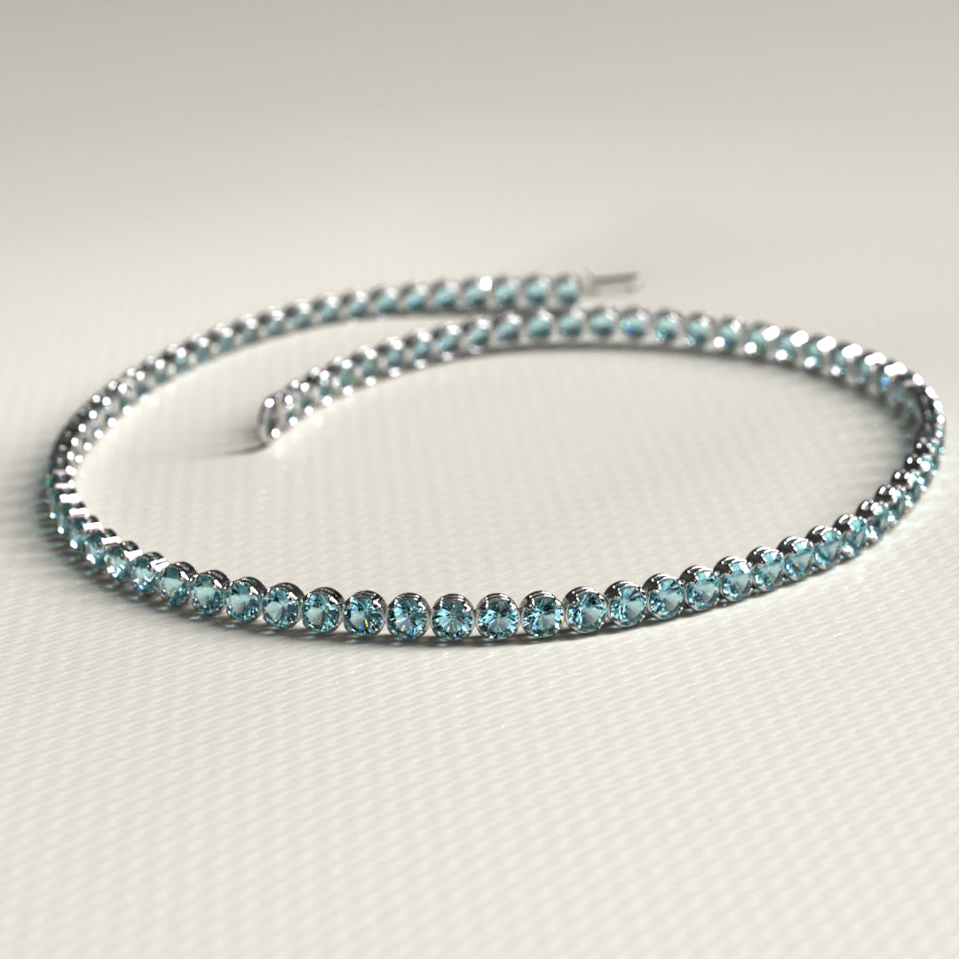 Aquamarine Tennis Bracelet in 14K/18K White Gold