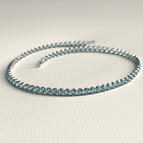 Aquamarine Tennis Bracelet in 14K/18K White Gold