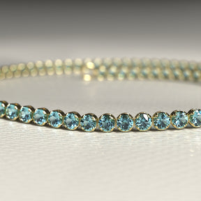 Aquamarine Tennis Bracelet in 14K/18K White Gold