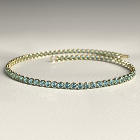 Aquamarine Tennis Bracelet in 14K/18K White Gold