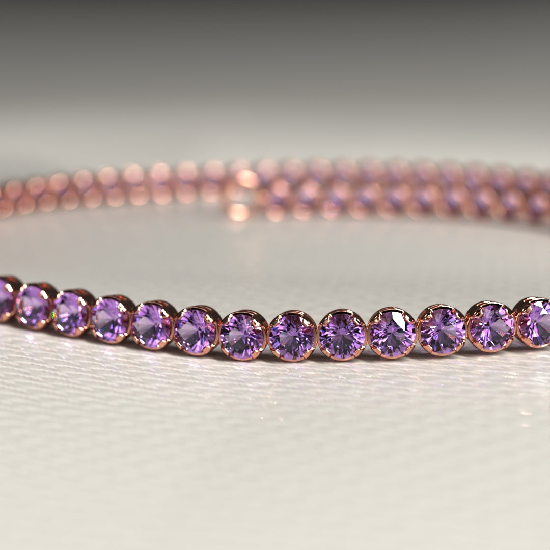 Amethyst Tennis Bracelet in 14K Gold / February Birthstone Bracelet / Purple Stacking Bracelet