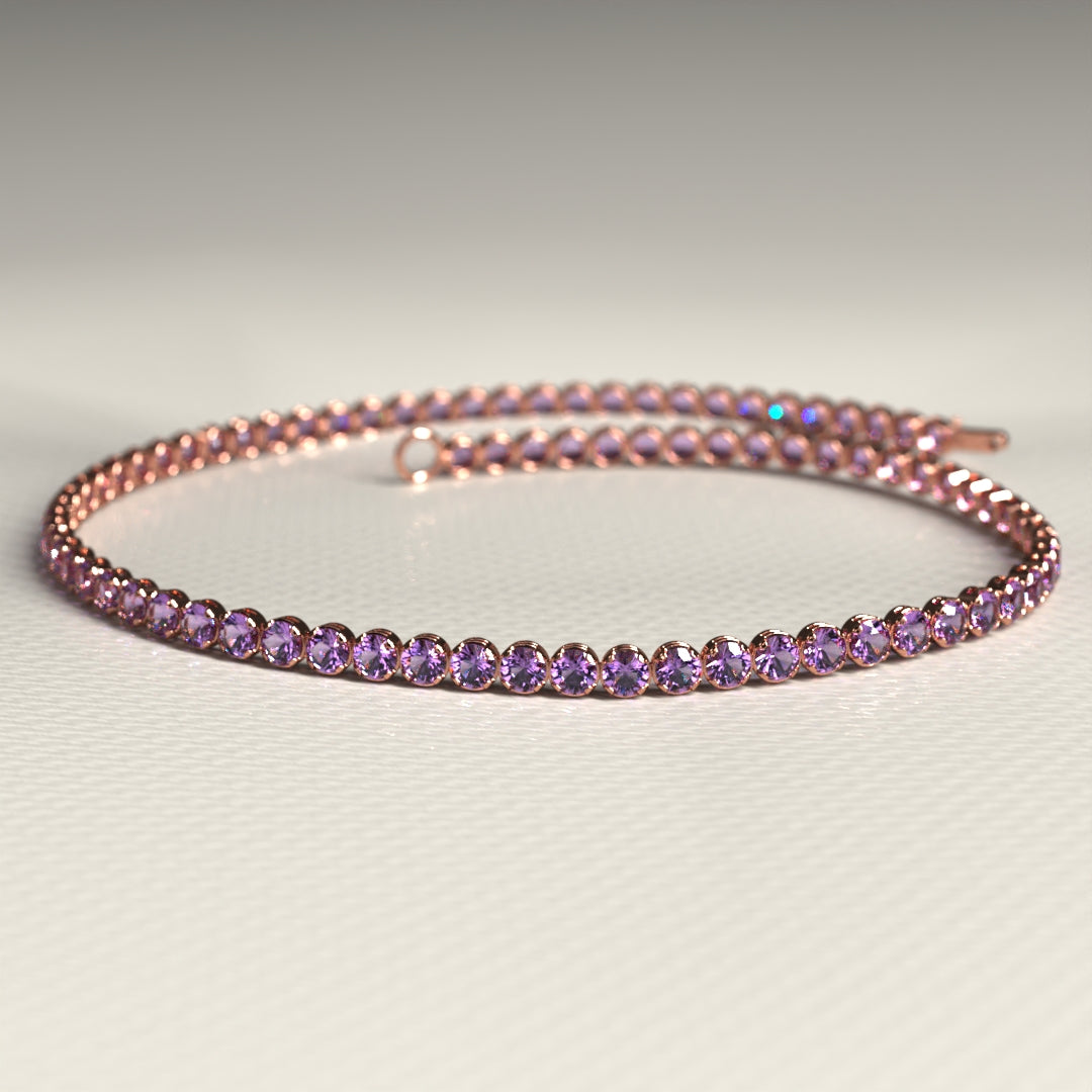 Amethyst Tennis Bracelet in 14K Gold / February Birthstone Bracelet / Purple Stacking Bracelet