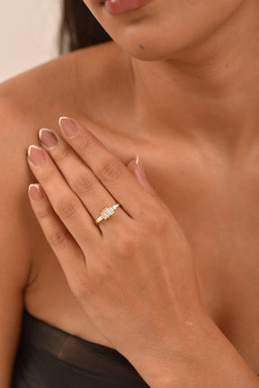 Art Deco Baguette Diamond 5 Stone Statement Ring - Evara Jewelry LLC