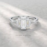 Art Deco Baguette Diamond 5 Stone Statement Ring - Evara Jewelry LLC