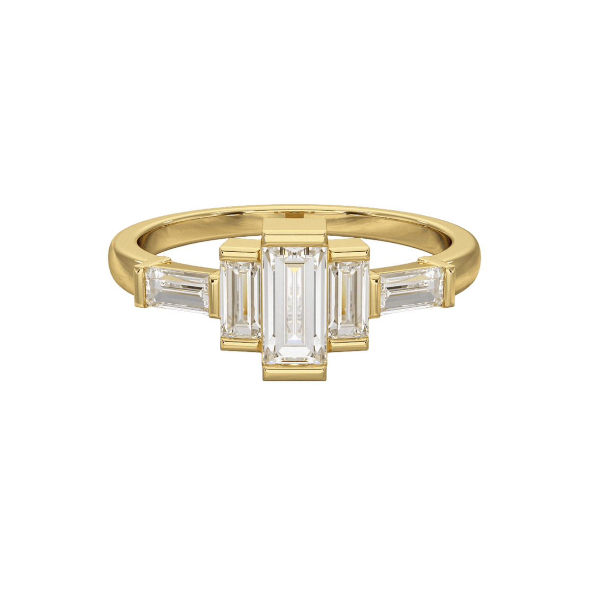 Art Deco Baguette Diamond 5 Stone Statement Ring - Evara Jewelry LLC