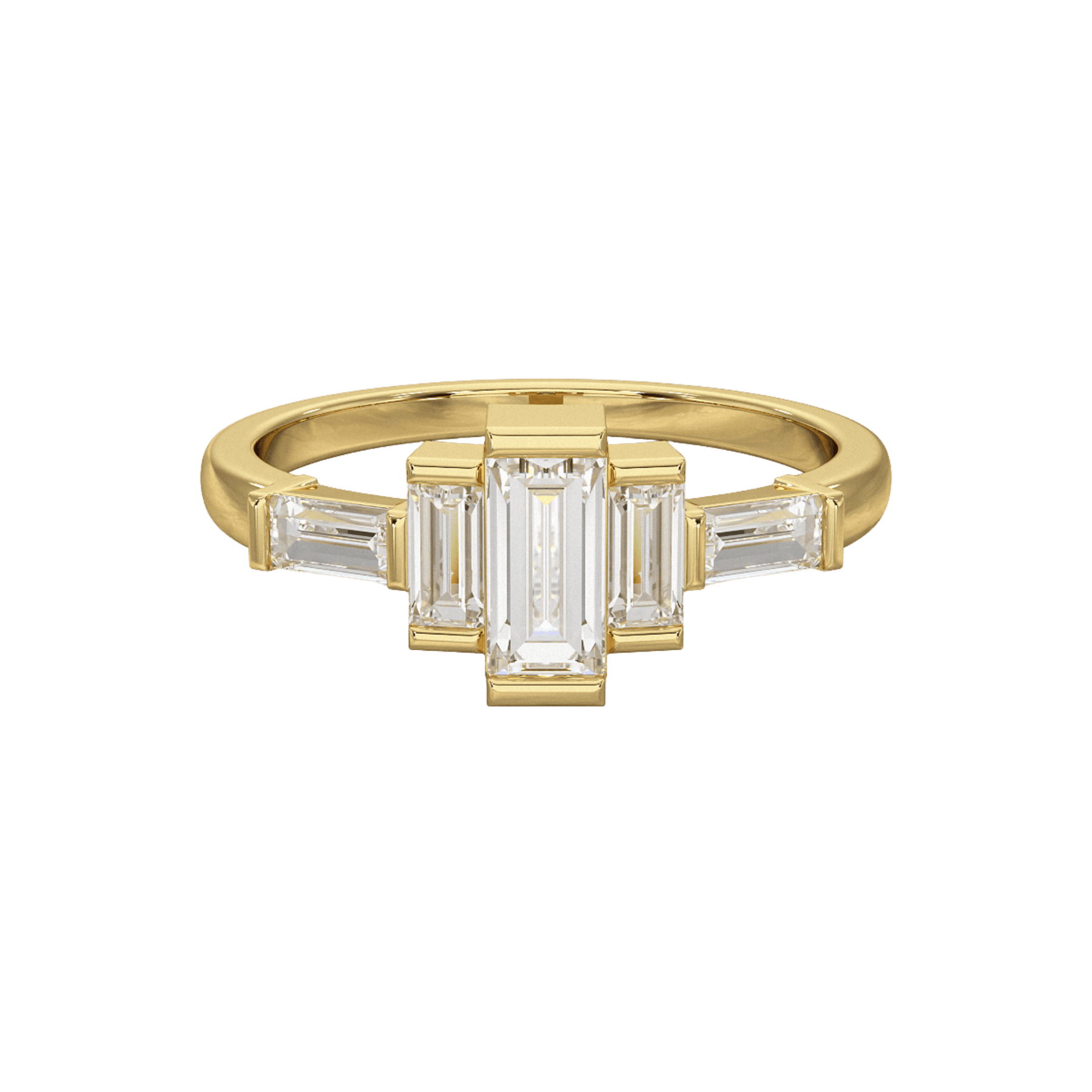 Art Deco Baguette Diamond 5 Stone Statement Ring - Evara Jewelry LLC