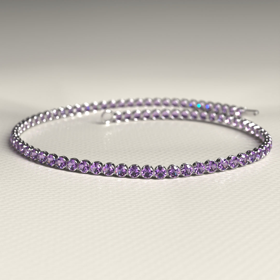 Amethyst Tennis Bracelet in 14K Gold / February Birthstone Bracelet / Purple Stacking Bracelet