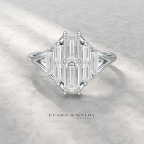 Baguette Cluster Diamond Ring - Evara Jewelry LLC