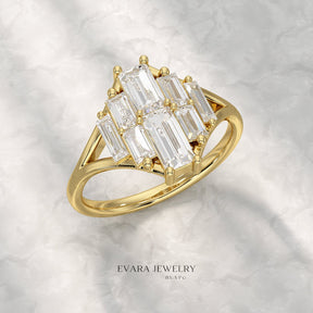 Baguette Cluster Diamond Ring - Evara Jewelry LLC