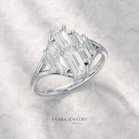 Baguette Cluster Diamond Ring - Evara Jewelry LLC