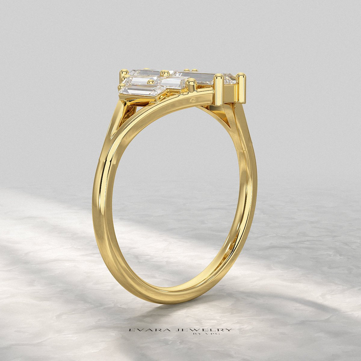 Baguette Cluster Diamond Ring - Evara Jewelry LLC