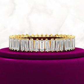Baguette Cut Diamond Art Deco Eternity Stacking Band - Evara Jewelry LLC