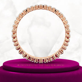 Baguette Cut Diamond Art Deco Eternity Stacking Band - Evara Jewelry LLC