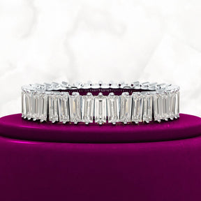 Baguette Cut Diamond Art Deco Eternity Stacking Band - Evara Jewelry LLC