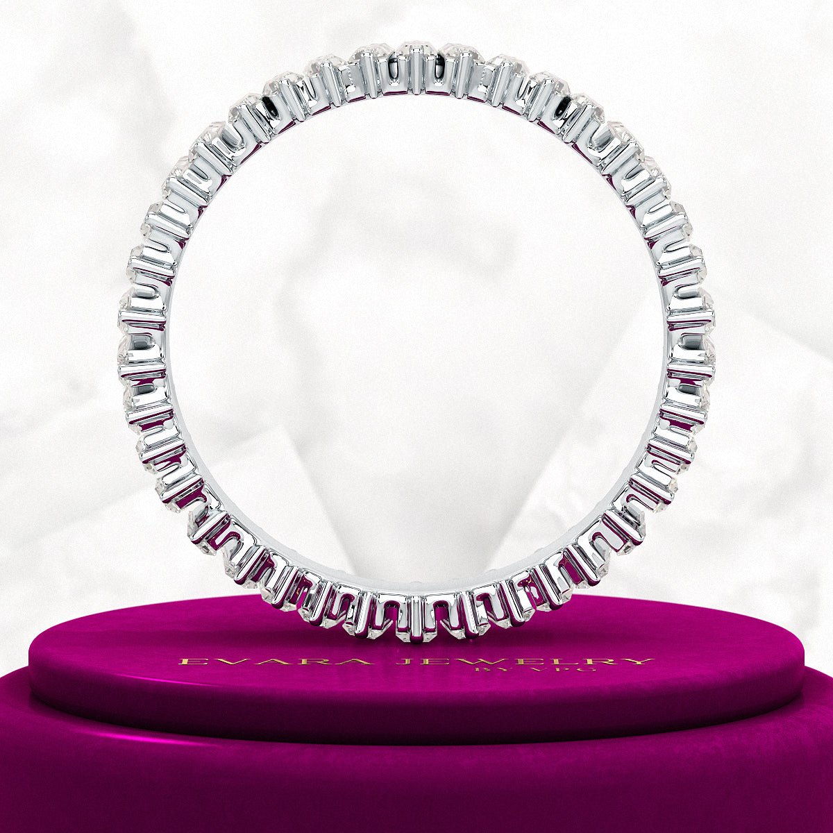 Baguette Cut Diamond Art Deco Eternity Stacking Band - Evara Jewelry LLC