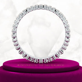 Baguette Cut Diamond Art Deco Eternity Stacking Band - Evara Jewelry LLC