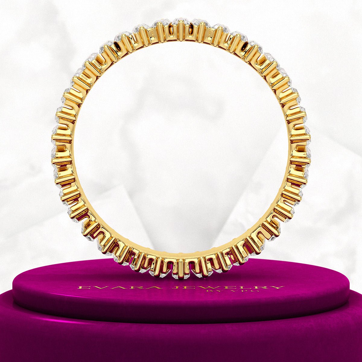 Baguette Cut Diamond Art Deco Eternity Stacking Band - Evara Jewelry LLC