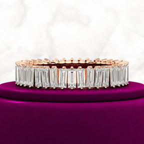 Baguette Cut Diamond Art Deco Eternity Stacking Band - Evara Jewelry LLC