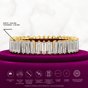 Baguette Cut Diamond Art Deco Eternity Stacking Band - Evara Jewelry LLC