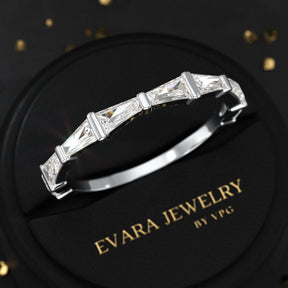 Baguette Cut Diamond Unique Wedding Stacking Band - Evara Jewelry LLC
